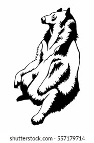 Black and white drawing of a wild bear