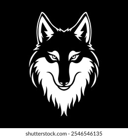 Black and white drawing of a wolf. logo design for anything