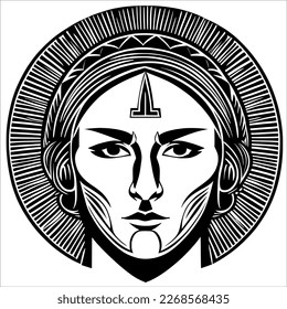 Black and White Drawing of a Woman's Face - Artistic Portrait Illustration 
