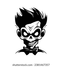 Black and white drawing of zombie