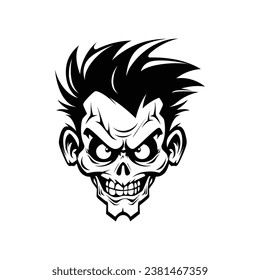 Black and white drawing of zombie