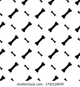 Black and white drawn bone pattern vector seamless