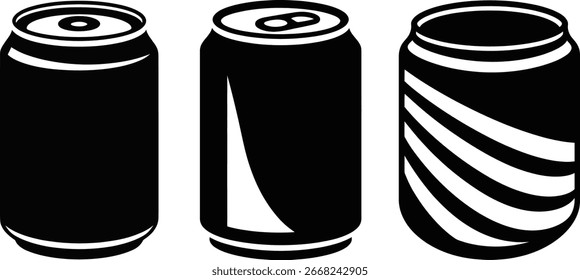 Black and White Drink Can Set Beverage Mockup Icons

