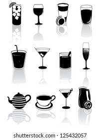 Black   White Drinks Icons EPS 8 vector  grouped for easy editing  No open shapes paths 