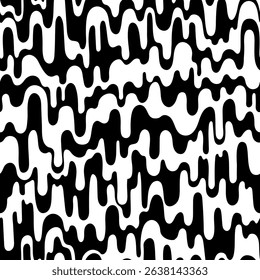 Black and white dripping liquid stripes. Seamless pattern