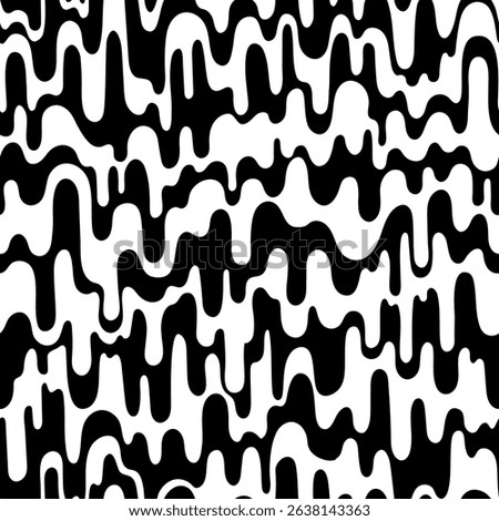 Black and white dripping liquid stripes. Seamless pattern