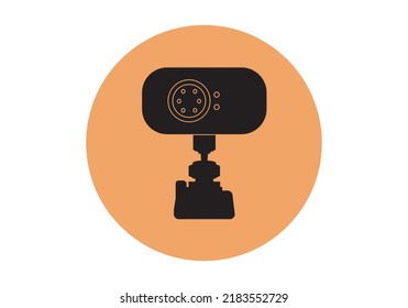 Black and white driver fatigue detection camera icon on orange circle