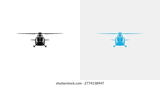 Black and white drone flying in clear sky with propellers