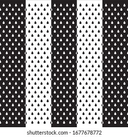 Black and white droplet pattern on vertical monochrome stripes background