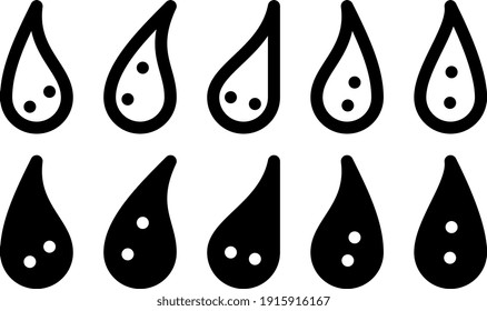 Gotas negras y blancas, ilustración, vector sobre fondo blanco.