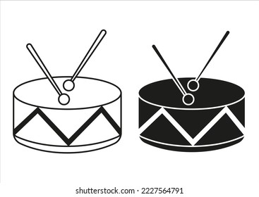 Black And White Drum Icon Flat Design Vector