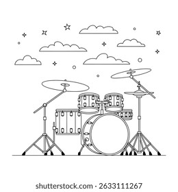 Black and white drum set  