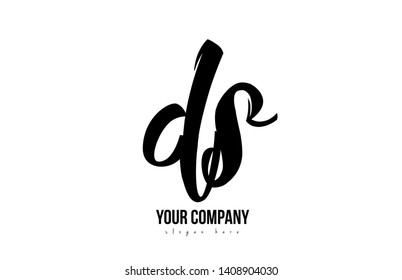 black and white ds d s alphabet letter combination suitable as a logo icon design for a company or business