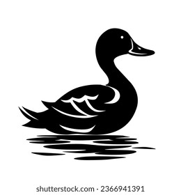 black and white duck illustration design on a white background