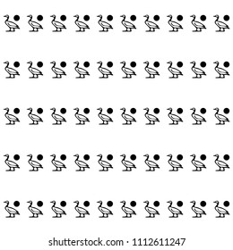 Black and white duck repeating pattern. Drawn vector background with goose doodle for wallpapers, wrapping paper, book, textile or fabric print. Drawn animal artwork with duckling silhouette..