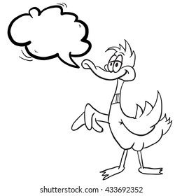 pato blanco y negro con viñeta de burbuja de habla