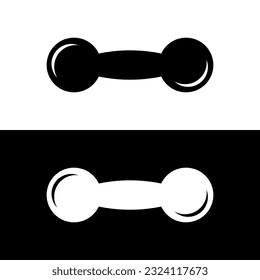 black and white dumbbell icon vector logo template