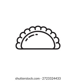 Ilustração de vetor de ícone de silhueta de bolinho preto e branco, perfeito para logotipos de restaurantes, marca de comida asiática, design de menu e gráficos de vetor culinário.
