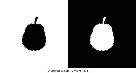 Black and white durian fruit silhouettes