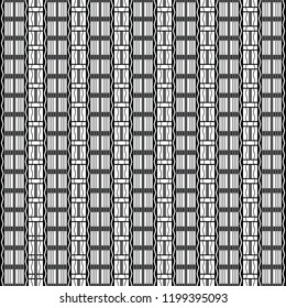 Black and white dynamic seamless symmetrical vector pattern with thick and thin lines and zigzag elements