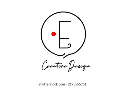 black and white E alphabet letter logo icon design with line red dot and vintage style. Creative template for company and business