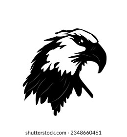 Black and white eagle animal vector illustration on a white background