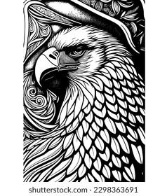 black and white eagle fully vector and editable 