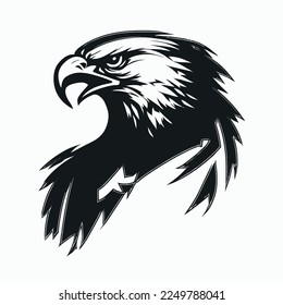 Black and white Eagle Hawk Sport team logo vector