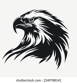 Black and white Eagle Hawk Sport team logo vector
