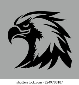 Black and white Eagle Hawk Sport team logo vector