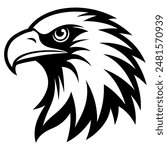 Black and white eagle head drawing on white background