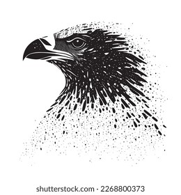 black and white eagle head ink pen vector Illustration