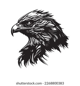 black and white eagle head ink pen vector Illustration