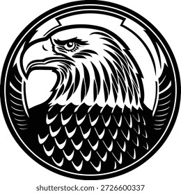 Preto e branco águia cabeça logotipo vetor gráfico silhueta águia-calva