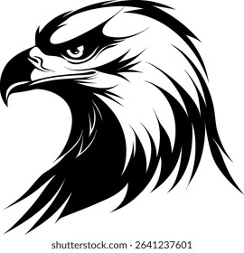 Black and White eagle Head – Minimalist Line Art Vector Illustration for Logo or Print Design