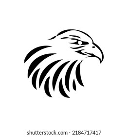 black and white eagle head vector for logo or illustration