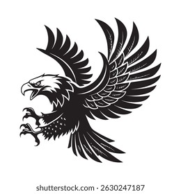 Black and White Eagle Landing Illustration