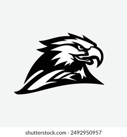 black and white eagle logo. elegant, tattooed, cool.  flat design style. for bren, brand. vector design template