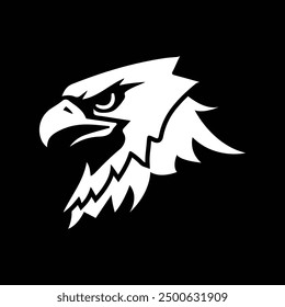 black and white eagle logo. elegant, tattooed, cool.  flat design style. for brands, companies, e-sports. vector design template