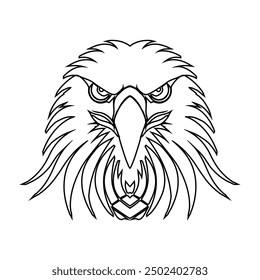 black and white eagle logo. eagle head. outline design style. suitable for games, top ups, shops, brands. vector design template