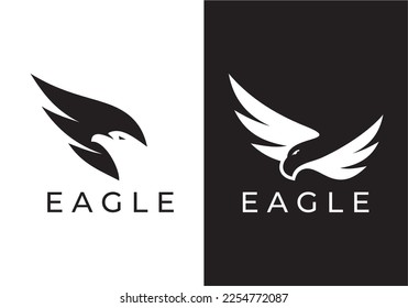 black white eagle logo set with linear style illustration vector design.