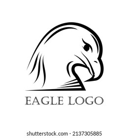 Black and white eagle logo with sharp beak