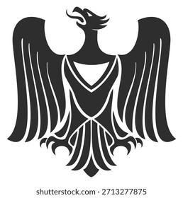A black and white eagle with a red beak