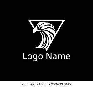 black and white eagle with triangle logo, vector illustrations	