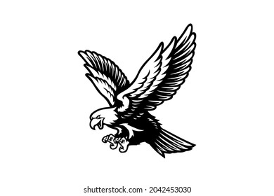 black and white eagle vector drawing