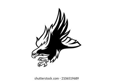 black and white eagle vector drawing