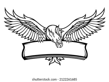 black and white eagle vector handle sign with blank signage for text space