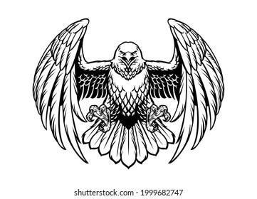 black and white eagle vector in high retailed style