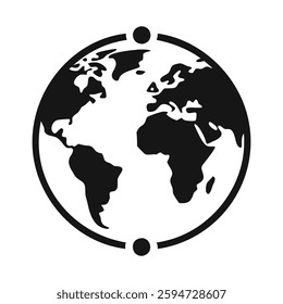 black and white earth icon vector