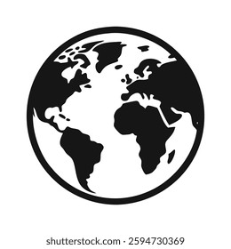 black and white earth or map icon vector